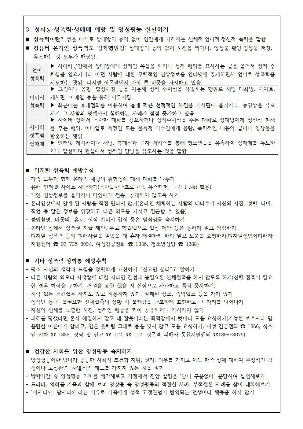 여름방학 중 건강관리 및 성폭력, 성희롱, 성매매 예방 안내003